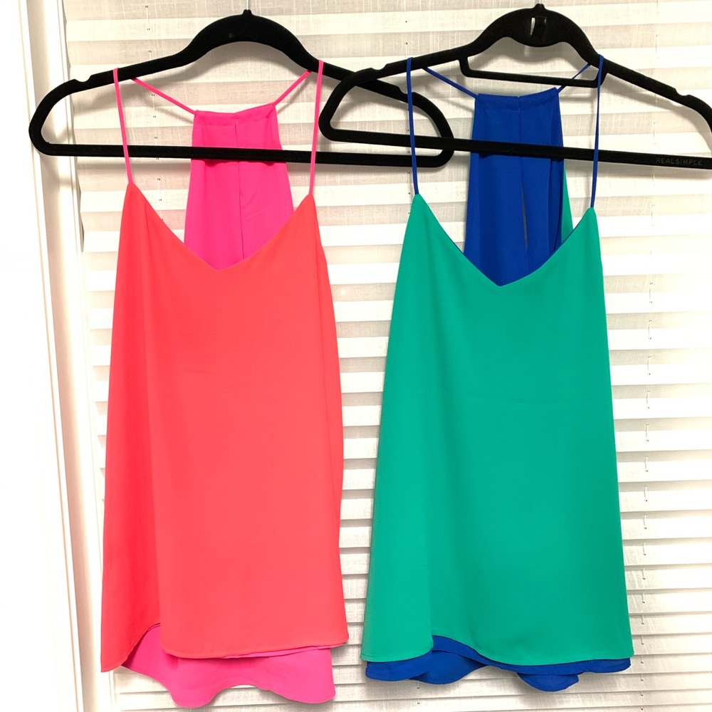Express reversible color blouse tanks